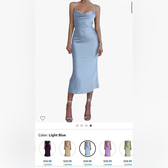 Light Blue, Satin Dress, Size Medium, Stretchy Fit, Formal Occasion, Worn Once! - Picture 3 of 5